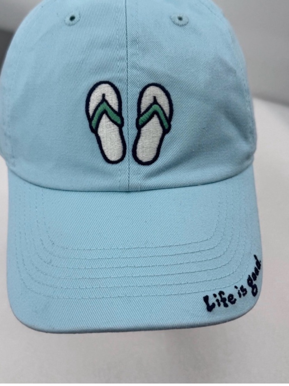 Life Is Good Light Blue Baseball Cap with Flip-Flop Embroidery NWT